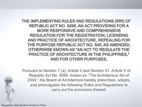 Implementing Rules and Regulations of Republic Act .